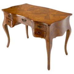 Olive Burl Wood Heavy Patches Veneer Italian Bombay Shape Desk Writing Table