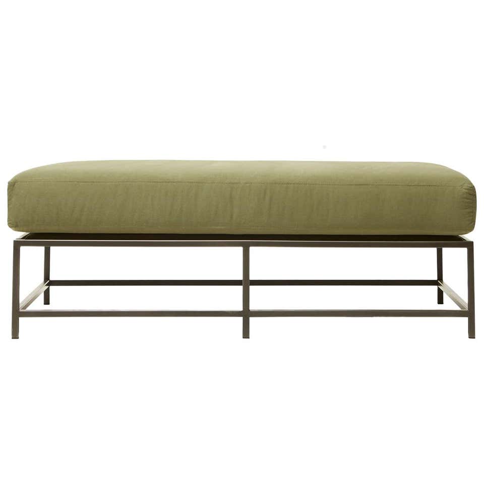 Dark Olive Heavy Canvas and Blackened Steel Extra Large Bench For Sale ...