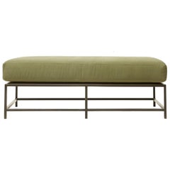 Olive Canvas and Blackened Steel Bench