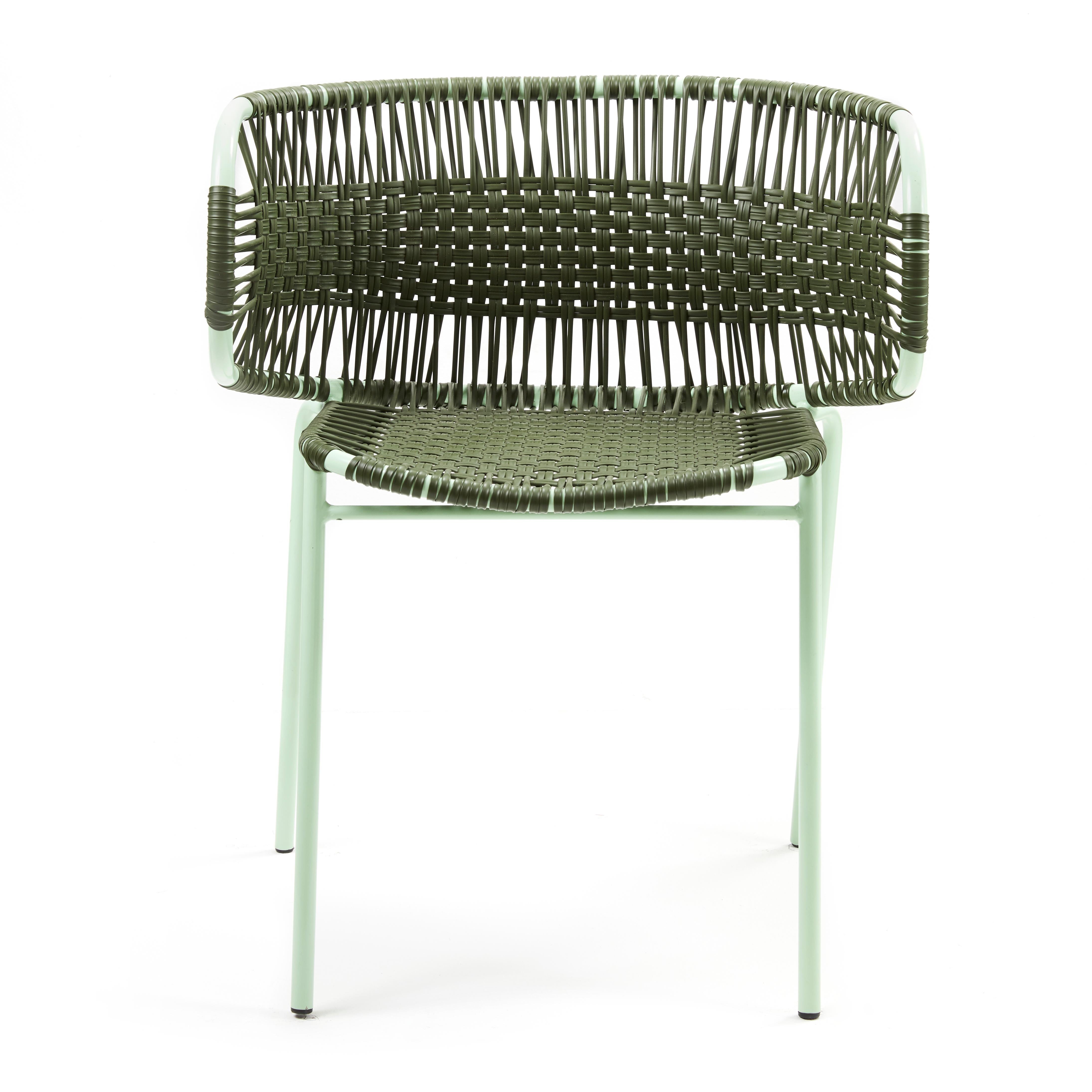 Olive Cielo Stacking Chair with Armrest by Sebastian Herkner In New Condition For Sale In Geneve, CH