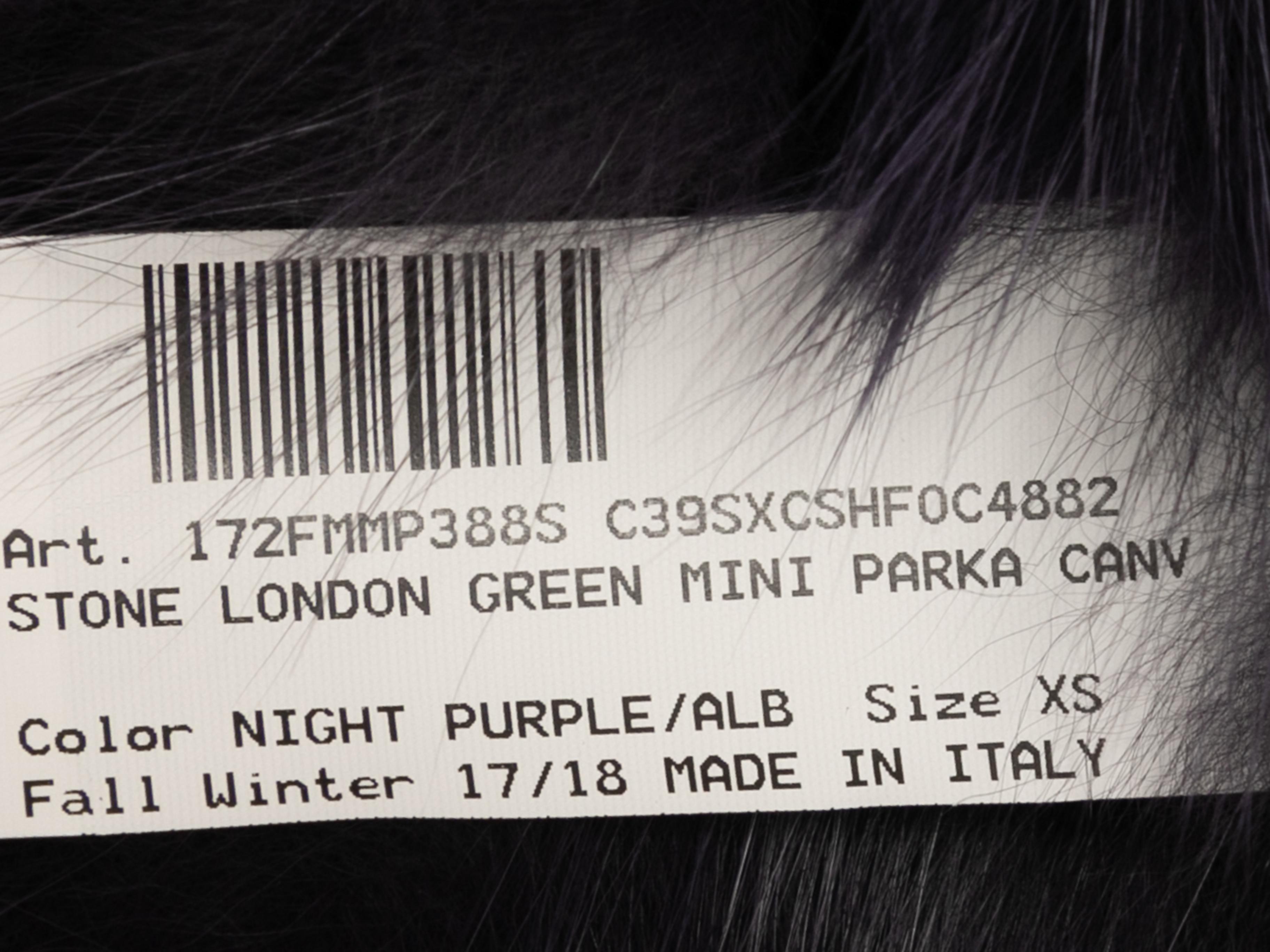Olive & Dark Purple Mr & Mrs Italy Fur-Trimmed Hooded Parka Size US XS For Sale 2