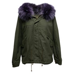Olive & Dark Purple Mr & Mrs Italy Fur-Trimmed Hooded Parka Size US XS