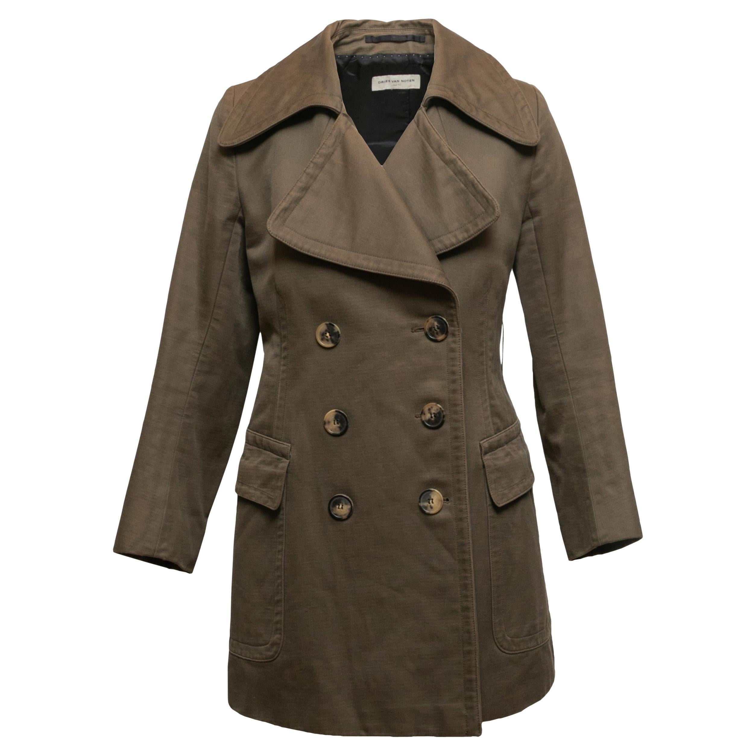 Peacoat de doble botonadura Dries van Noten Oliva Talla EU 40
