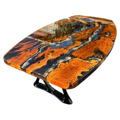 Olive Epoxy Massive Dining Table For 8 People - Dining Room Large Oval Table