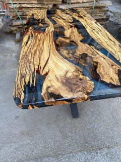 Olive Epoxy Resin Dining Table - Blue Epoxy Dining Table