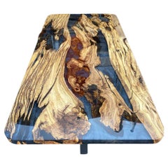 Olive Epoxy Resin Dining Table - Blue Epoxy Dining Table
