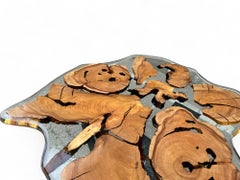 Olive Epoxy Wood Coffee Table - Organic Design Coffee Table - Solid Wood Coffee