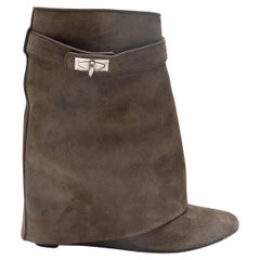 Olive Givenchy Suede Wedge Mid-Calf Boots Size 37