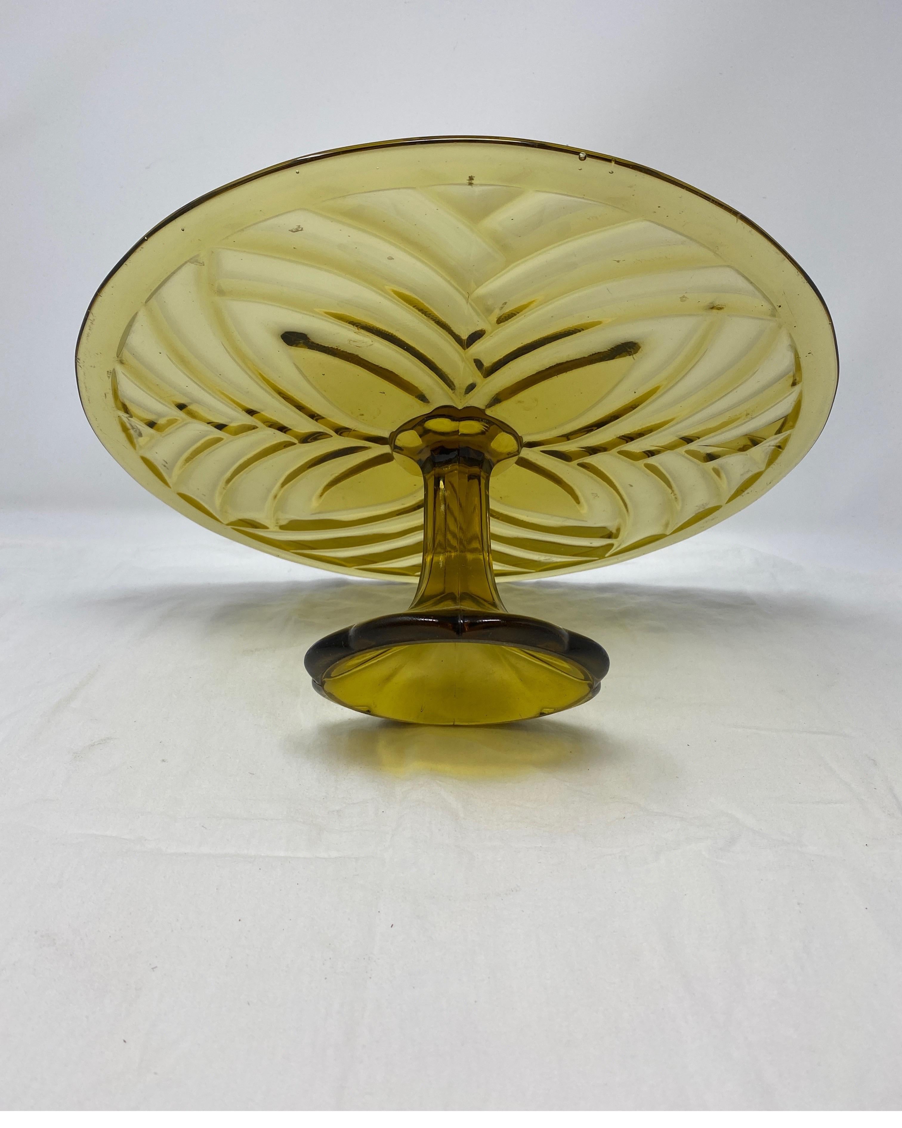 French Olive Glass Patisserie Stand For Sale