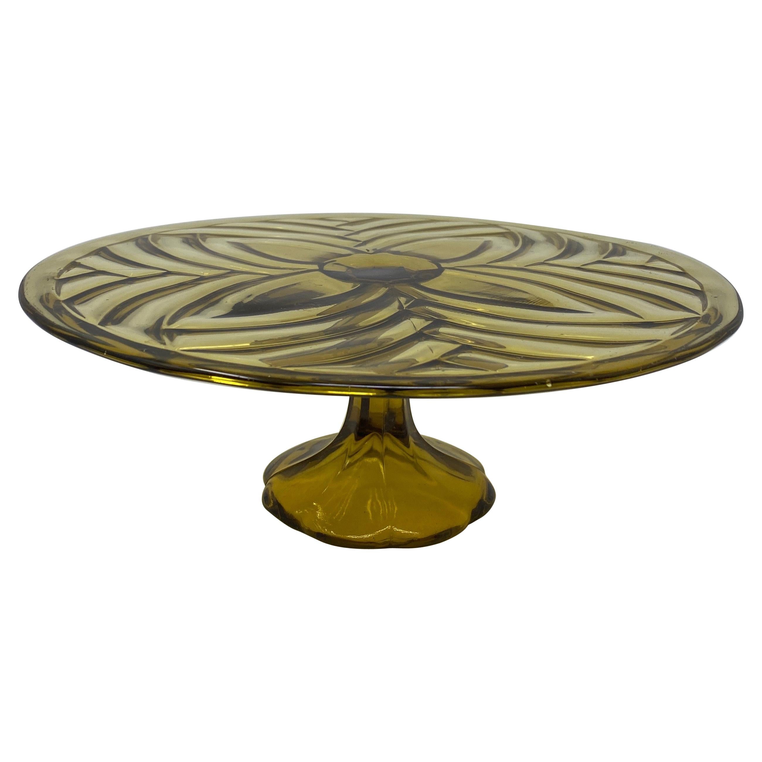 Olive Glass Patisserie Stand For Sale