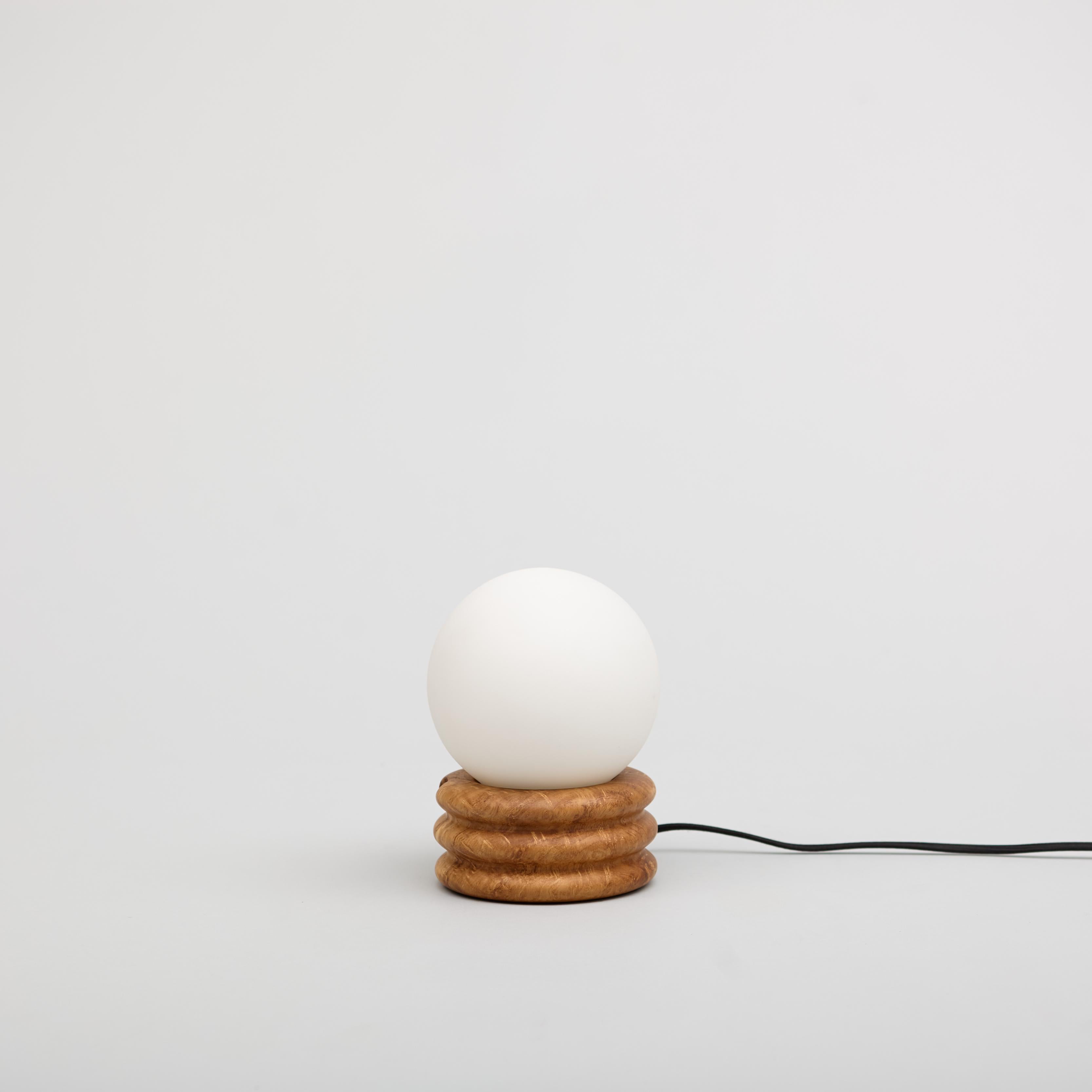 American Olive Globe Table Lamp, Hand Turned Reclaimed Wood, MCM, Moon Lamp For Sale