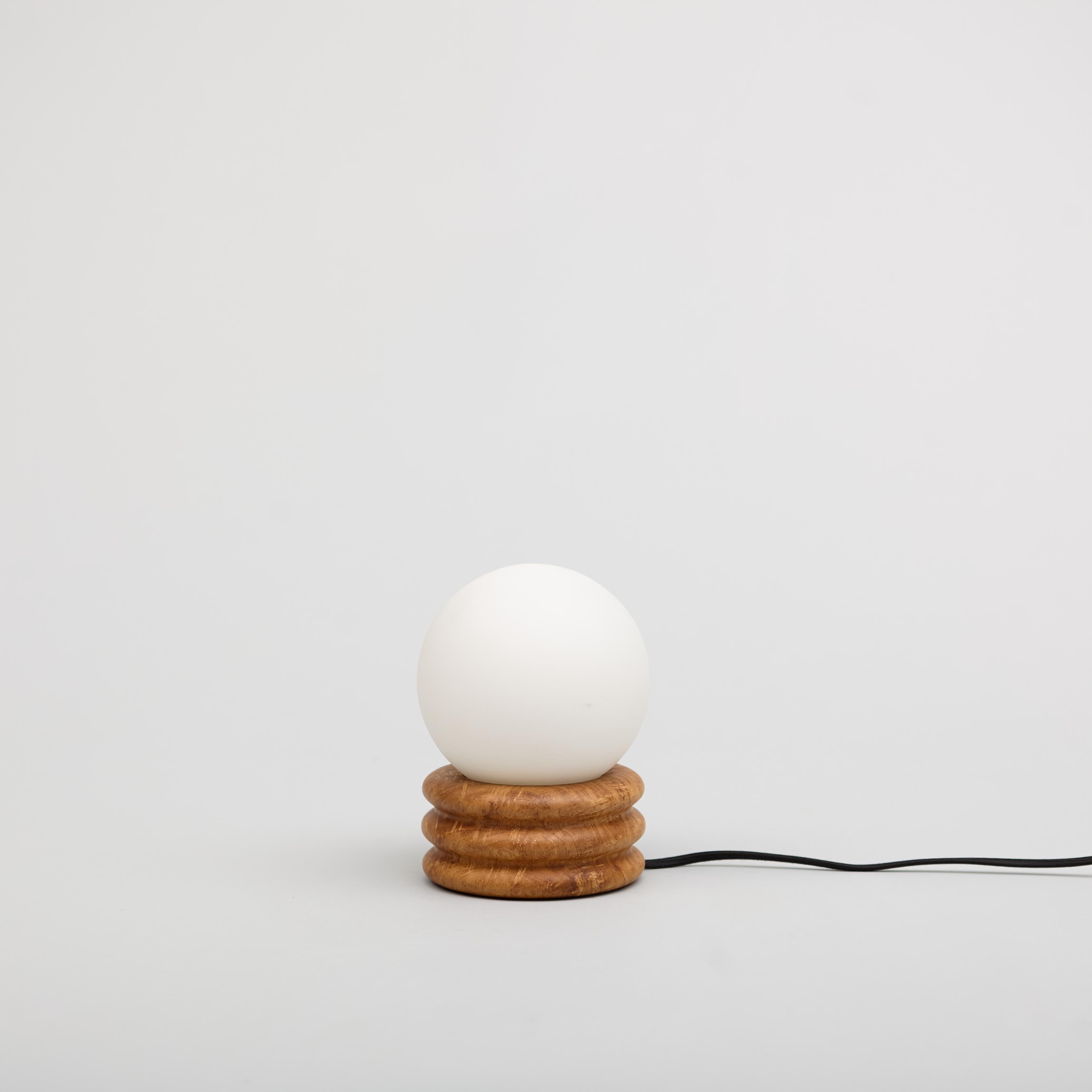 Hand-Crafted Olive Globe Table Lamp, Hand Turned Reclaimed Wood, MCM, Moon Lamp For Sale
