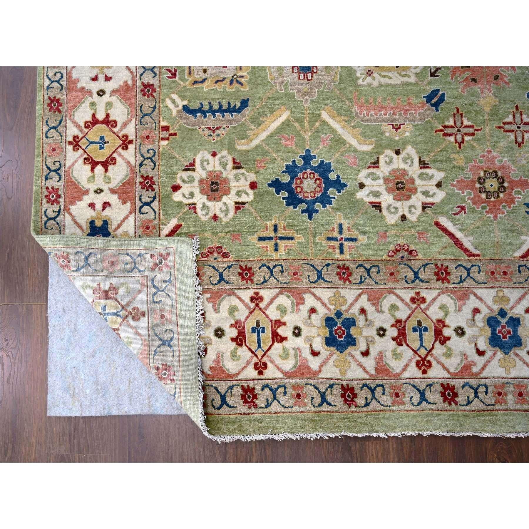 Indien Tapis Heriz Design noué à la main vert olive 8'10