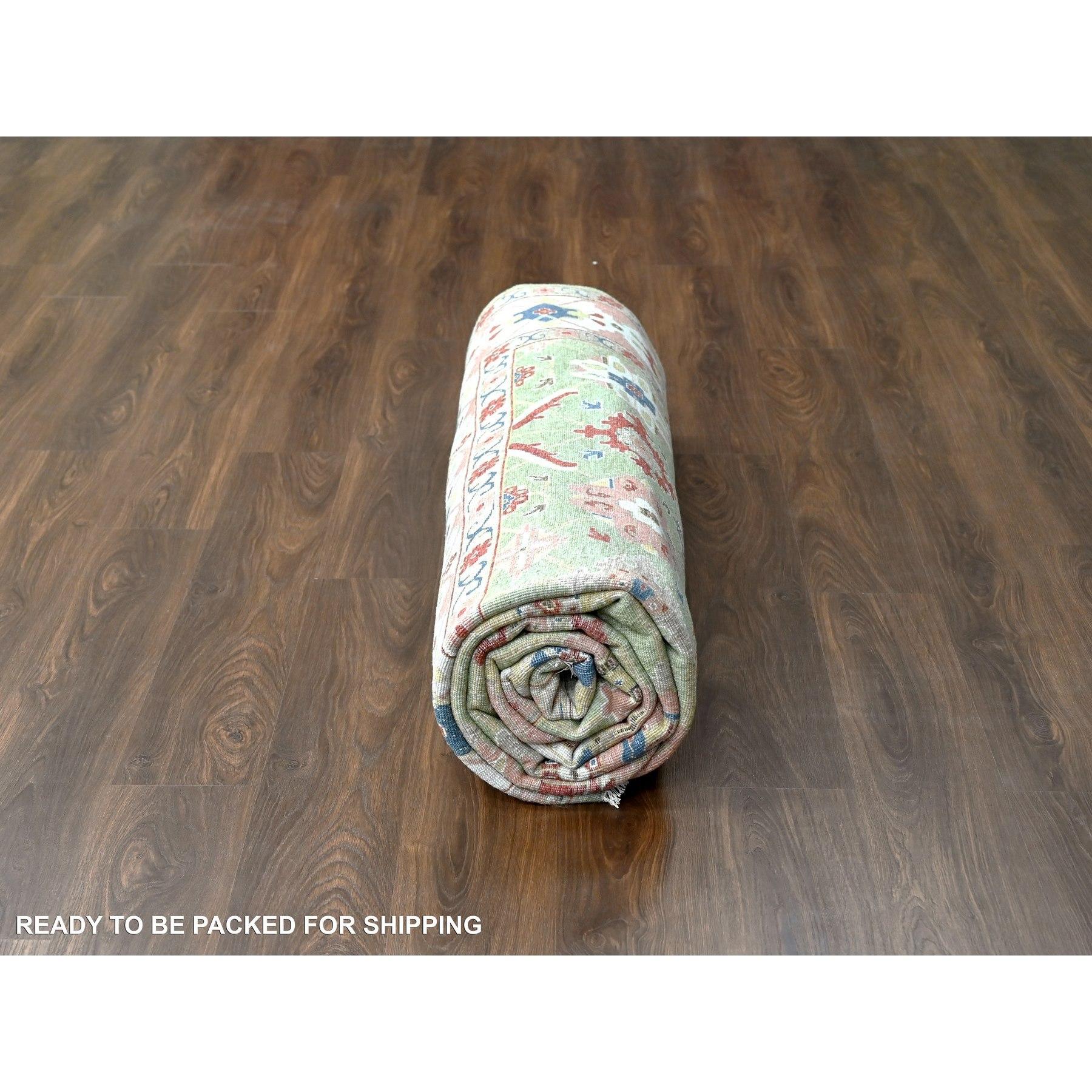 Tapis Heriz Design noué à la main vert olive 8'10