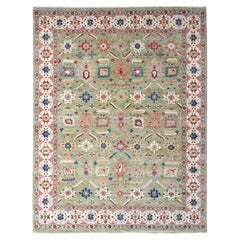 Tapis Heriz Design noué à la main vert olive 8'10" x 11'10"