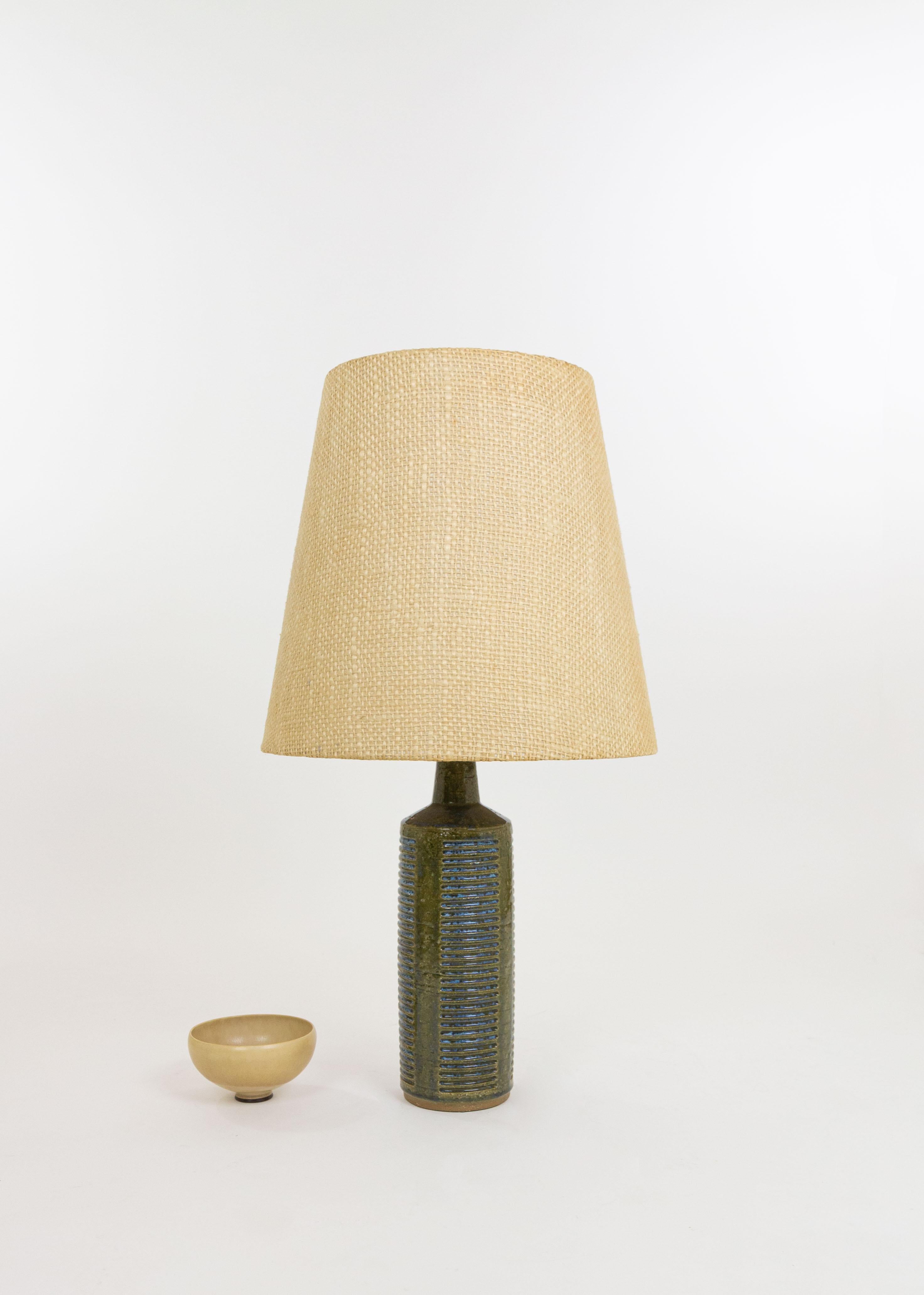 Scandinavian Modern Olive Green and Blue DL/27 table lamp by Linnemann-Schmidt for Palshus, 1960s For Sale