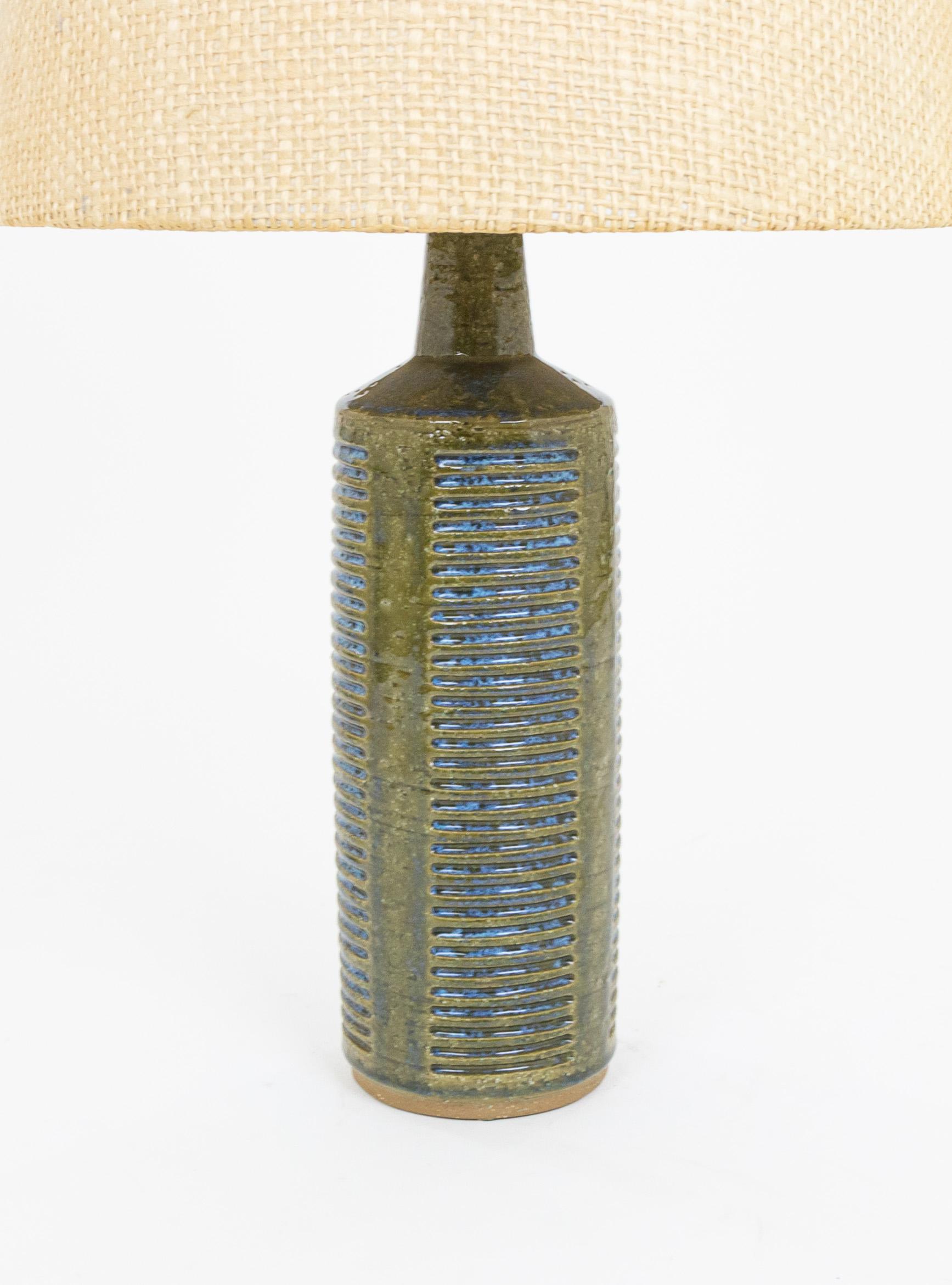 Danish Olive Green and Blue DL/27 table lamp by Linnemann-Schmidt for Palshus, 1960s For Sale