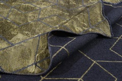 Zeitgenössischer zeitgenössischer, geometrischer, weicher Teppich in Grün und Dunkelgrau mit 3D-Design