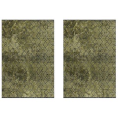 Olivgrün und dunkelgrau Contemporary Geometric 3D Design Luxury Soft Rug Pair