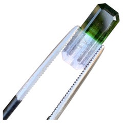 Olive Green and White Bicolor Tourmaline Gemstone Emerald Cut for Jewellery 13mm