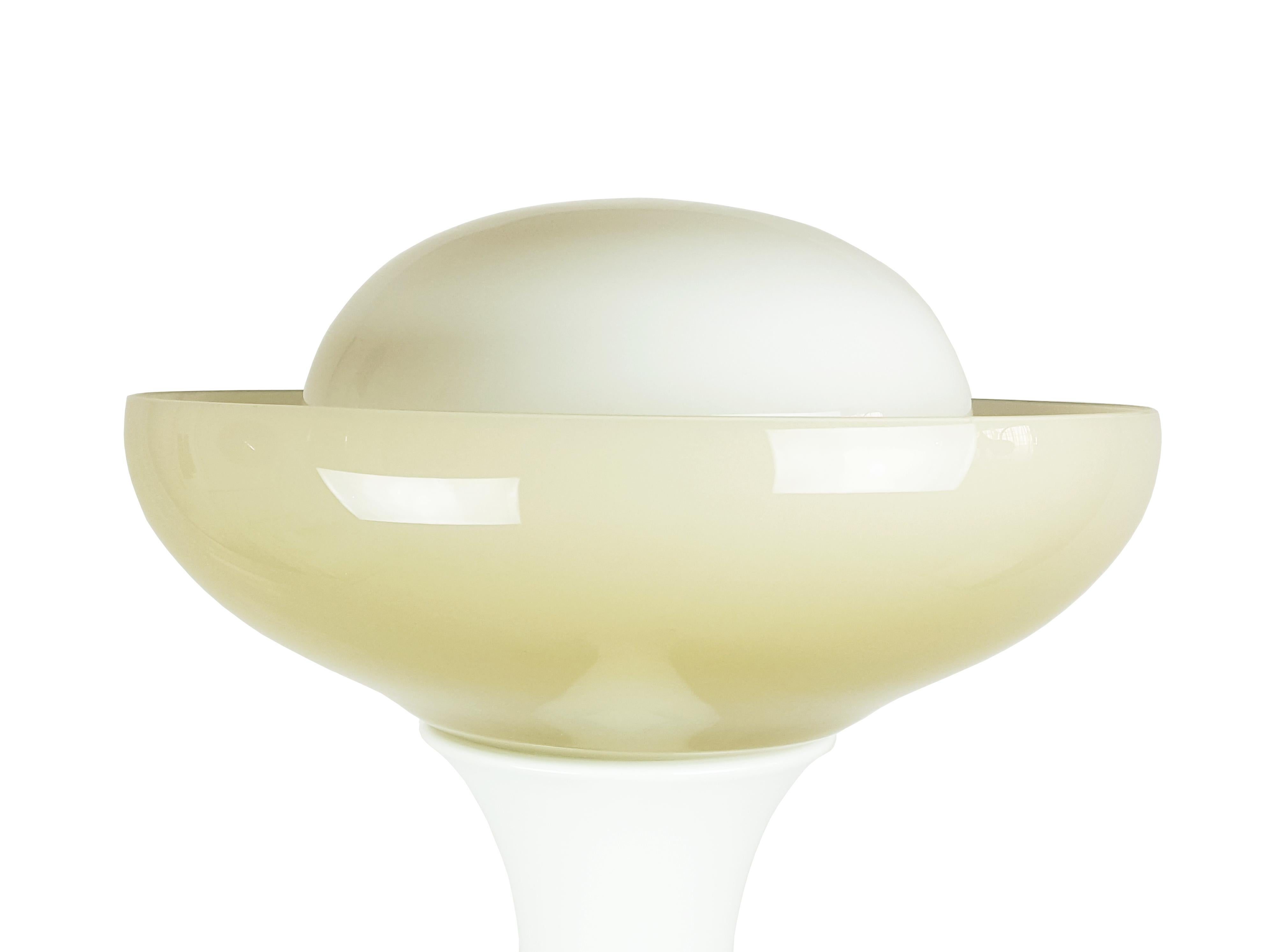 Space Age Olive Green and White Murano Glass Floor Lamp by Gino Vistosi for Vistosi, 1960s