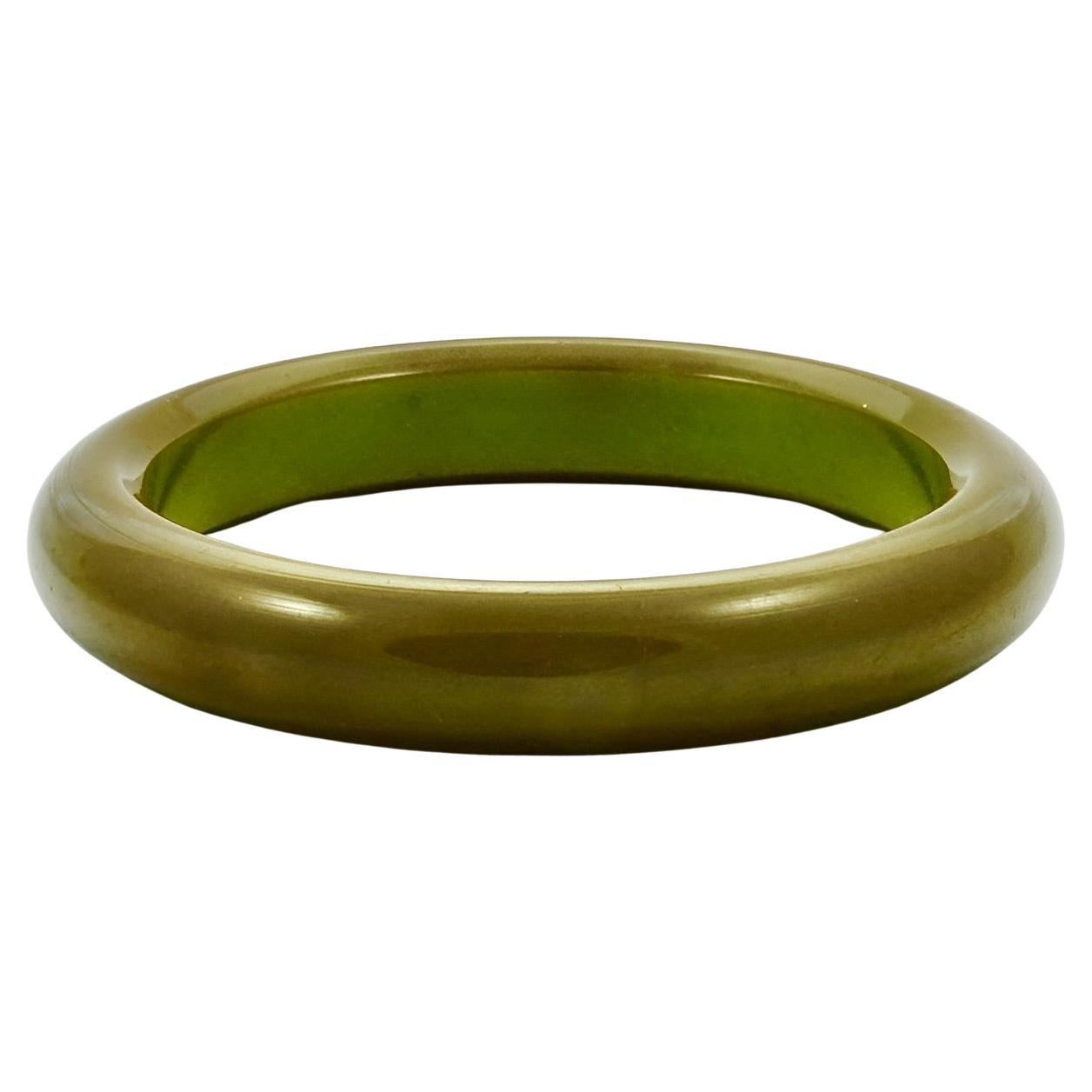 Olive Green Bakelite Bangle Bracelet For Sale