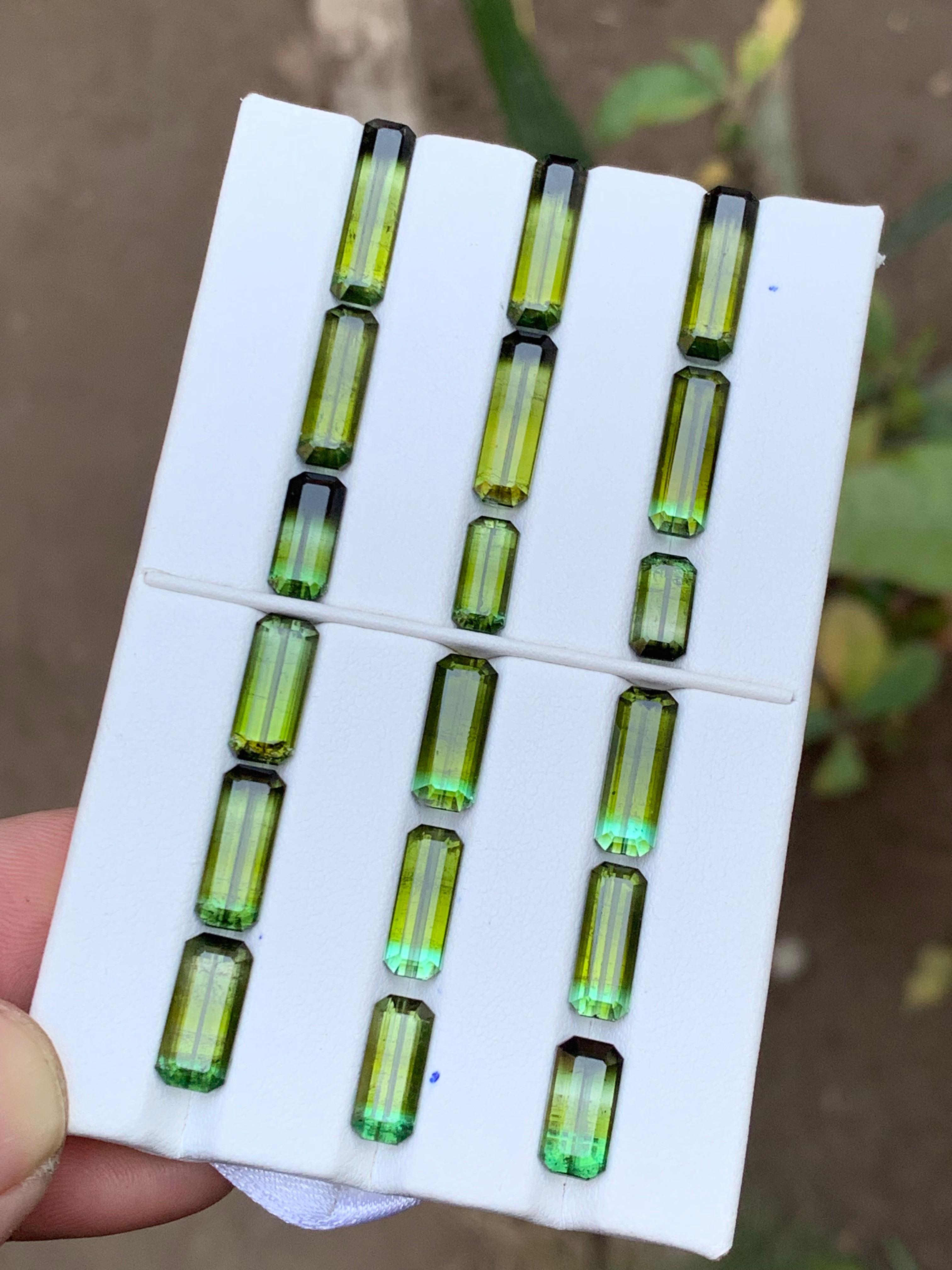 Verde Oliva Bicolor Turmalina Natural Lote de Piedras Sueltas 50Ct Talla Esmeralda-Joya en venta 5