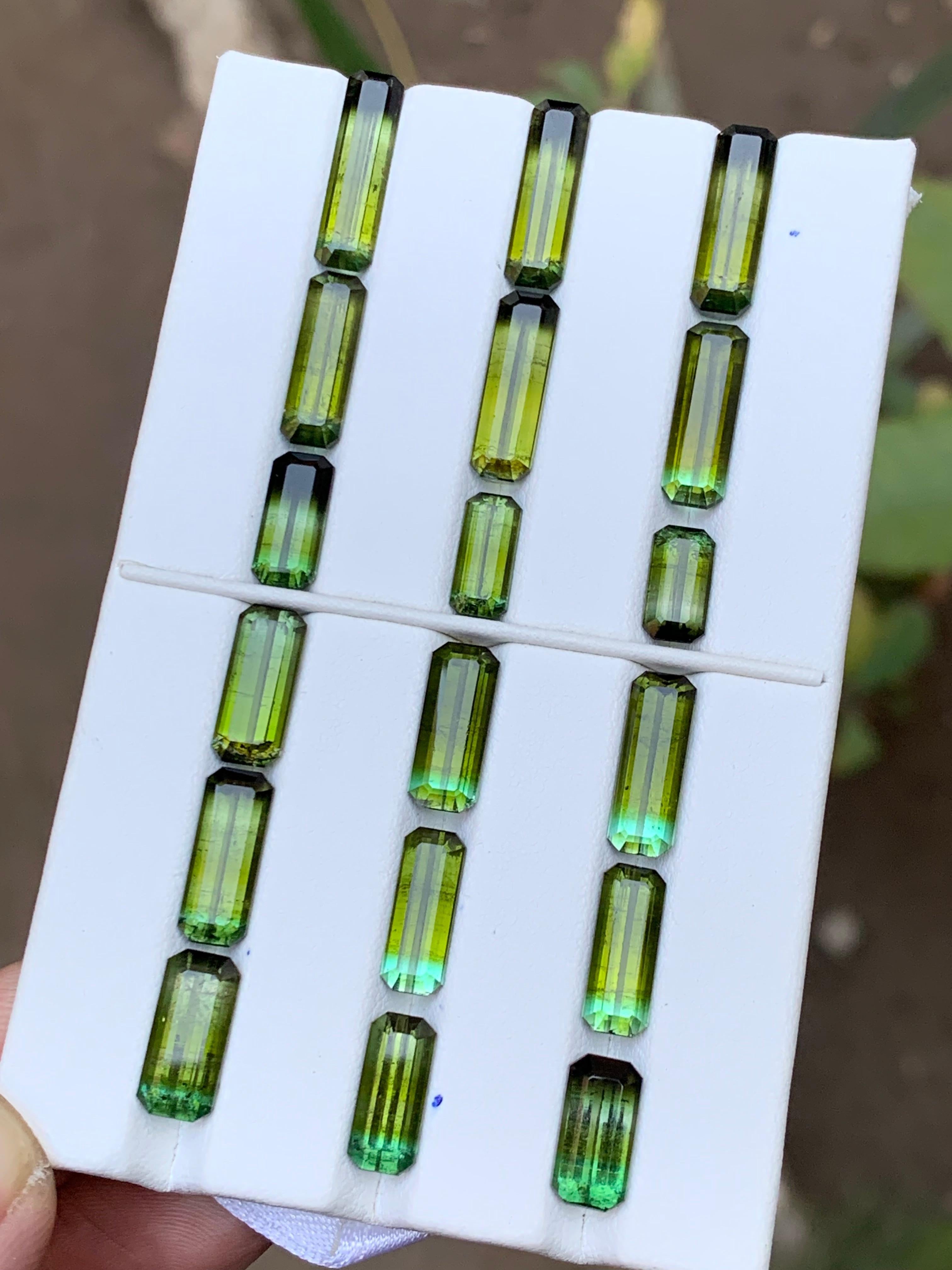 Verde Oliva Bicolor Turmalina Natural Lote de Piedras Sueltas 50Ct Talla Esmeralda-Joya en venta 6