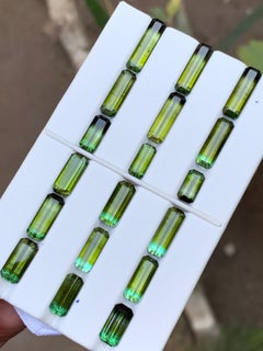 Tormalina naturale bicolore verde oliva sciolta lotto 50 carati taglio smeraldo Jewell