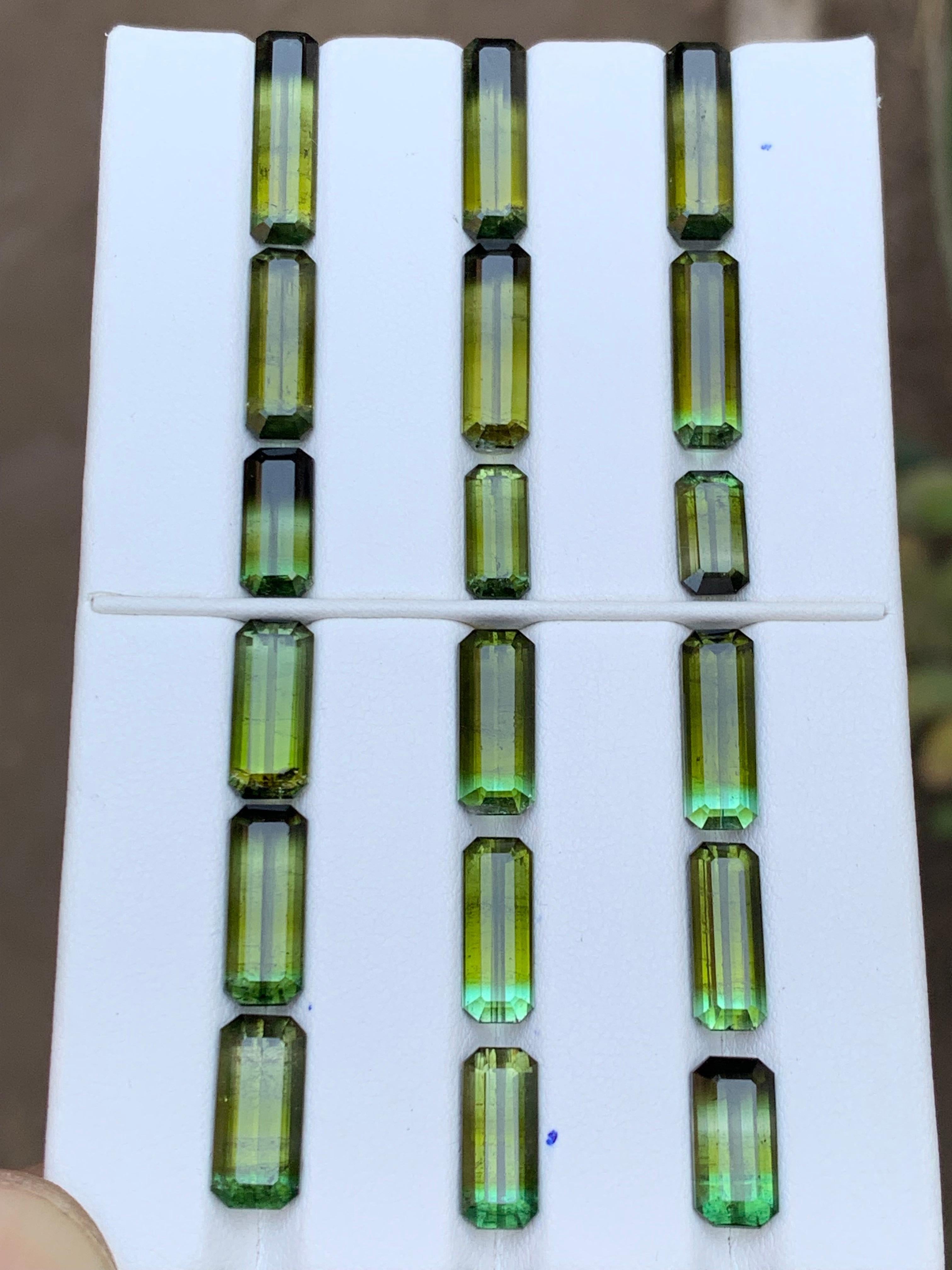 Verde Oliva Bicolor Turmalina Natural Lote de Piedras Sueltas 50Ct Talla Esmeralda-Joya en Nuevo estado para la venta en Peshawar, PK