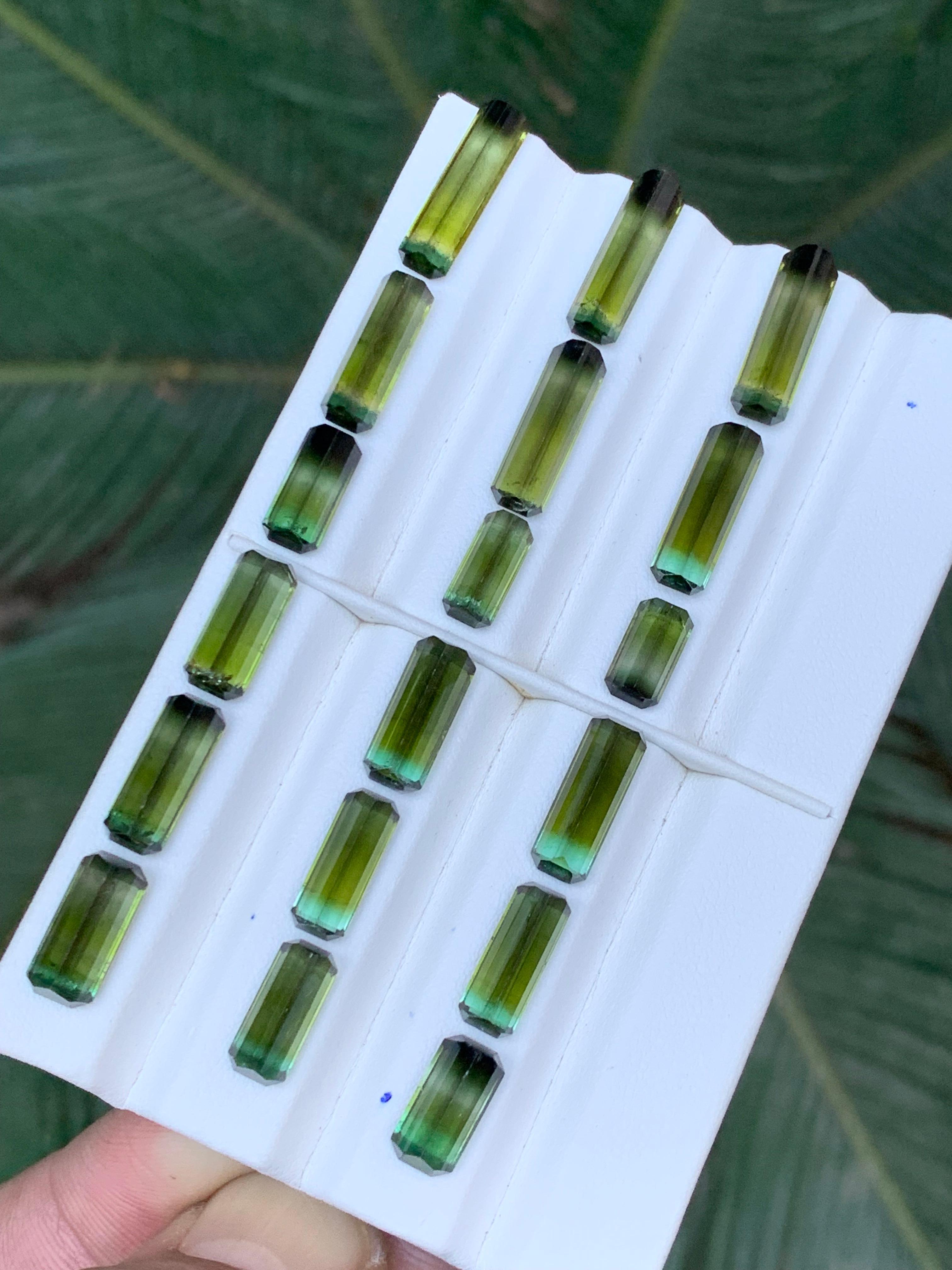 Femenino o masculino Verde Oliva Bicolor Turmalina Natural Lote de Piedras Sueltas 50Ct Talla Esmeralda-Joya en venta