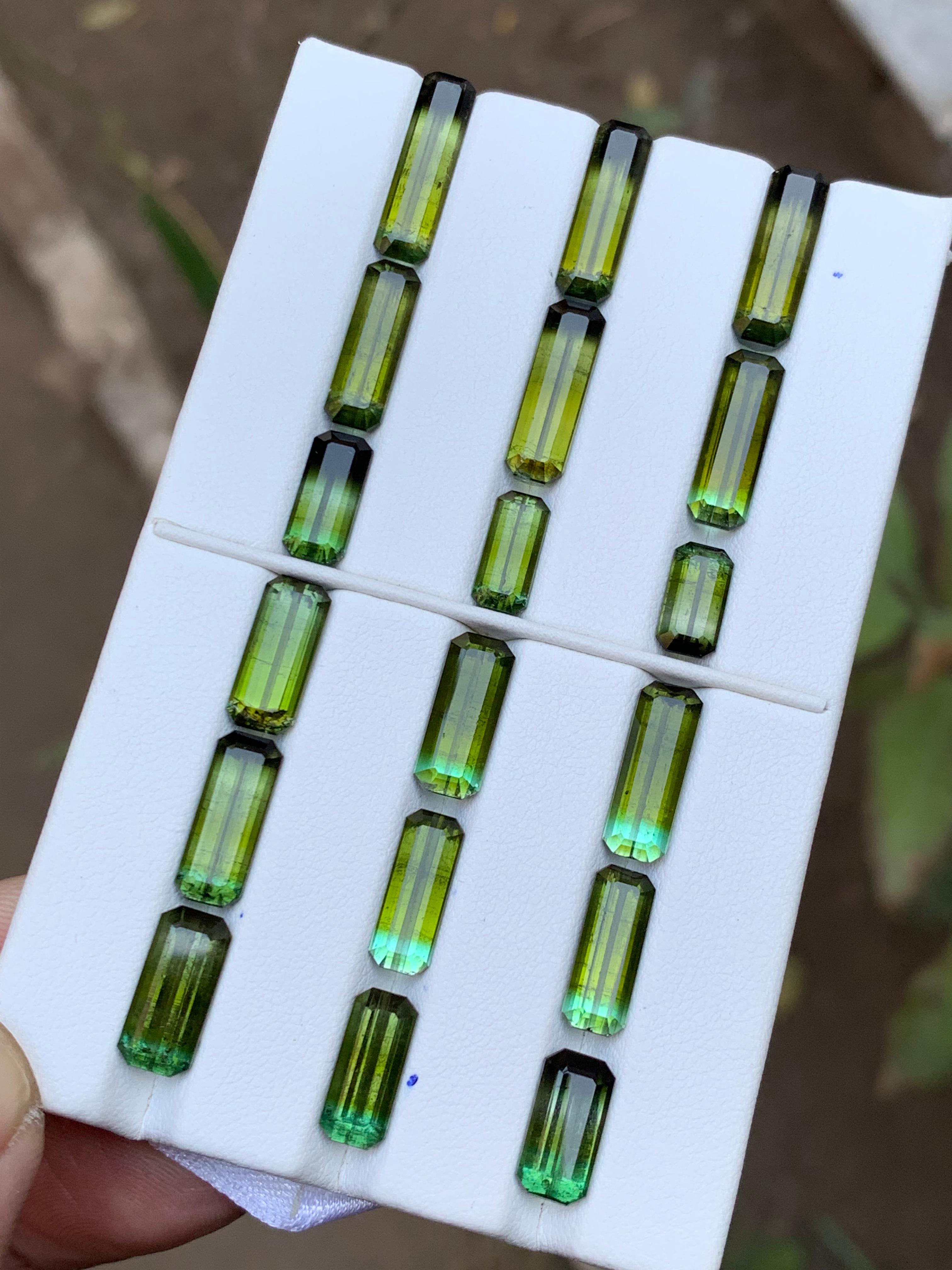 Verde Oliva Bicolor Turmalina Natural Lote de Piedras Sueltas 50Ct Talla Esmeralda-Joya en venta 2