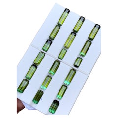 Olive Green Bicolor Natural Tourmaline Loose Gemstone Lot 50Ct Emerald Cut-Jewel