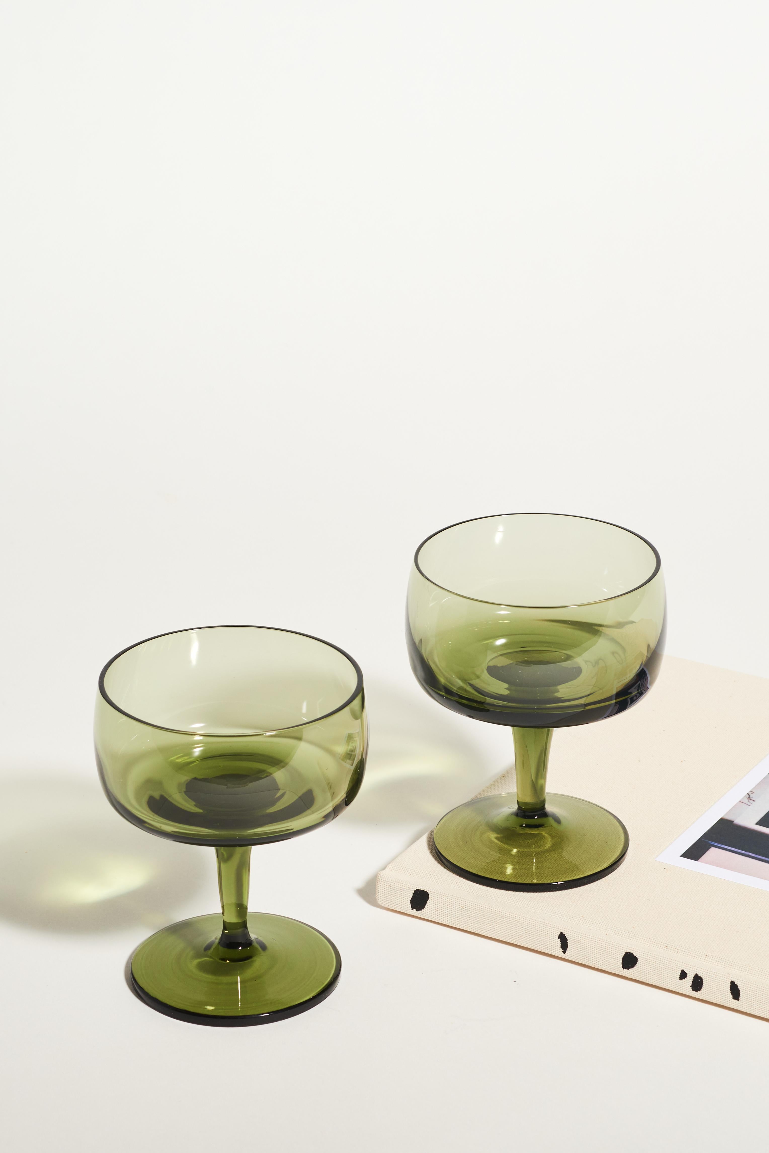 Olive Green Cocktail Glasses Set of Two 1