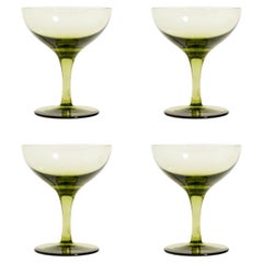 Olive Green Coupe Cocktail Glasses Set of Four