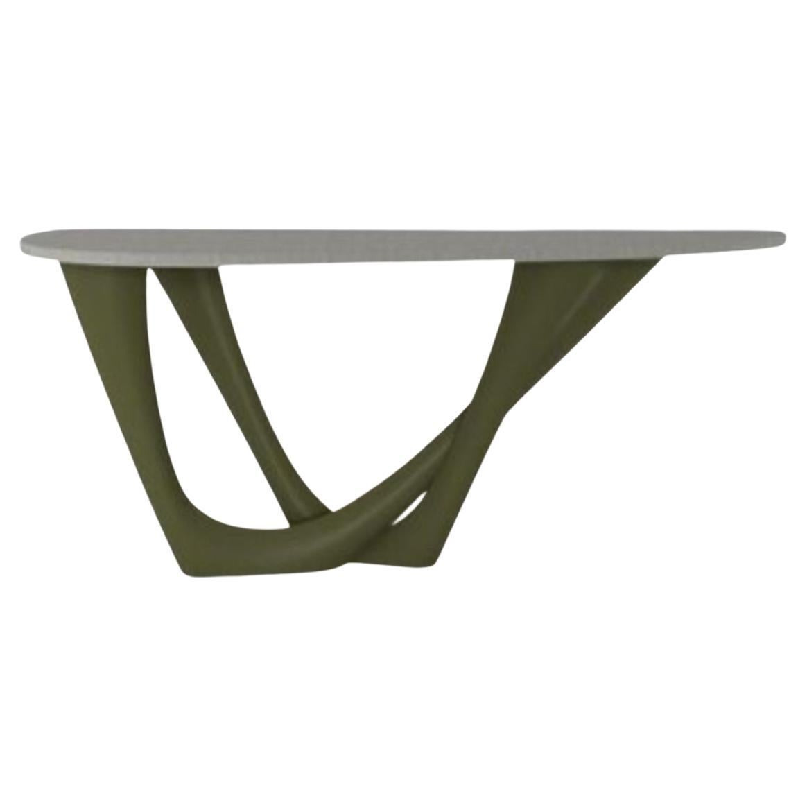 Olive Green G-Console Duo Concrete Top and Steel Base by Zieta For Sale