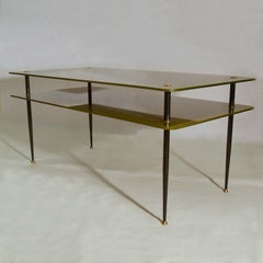 Olive Green Glass Coffee Table by Eduardo Paoli for Vitrex, Italy 1950s