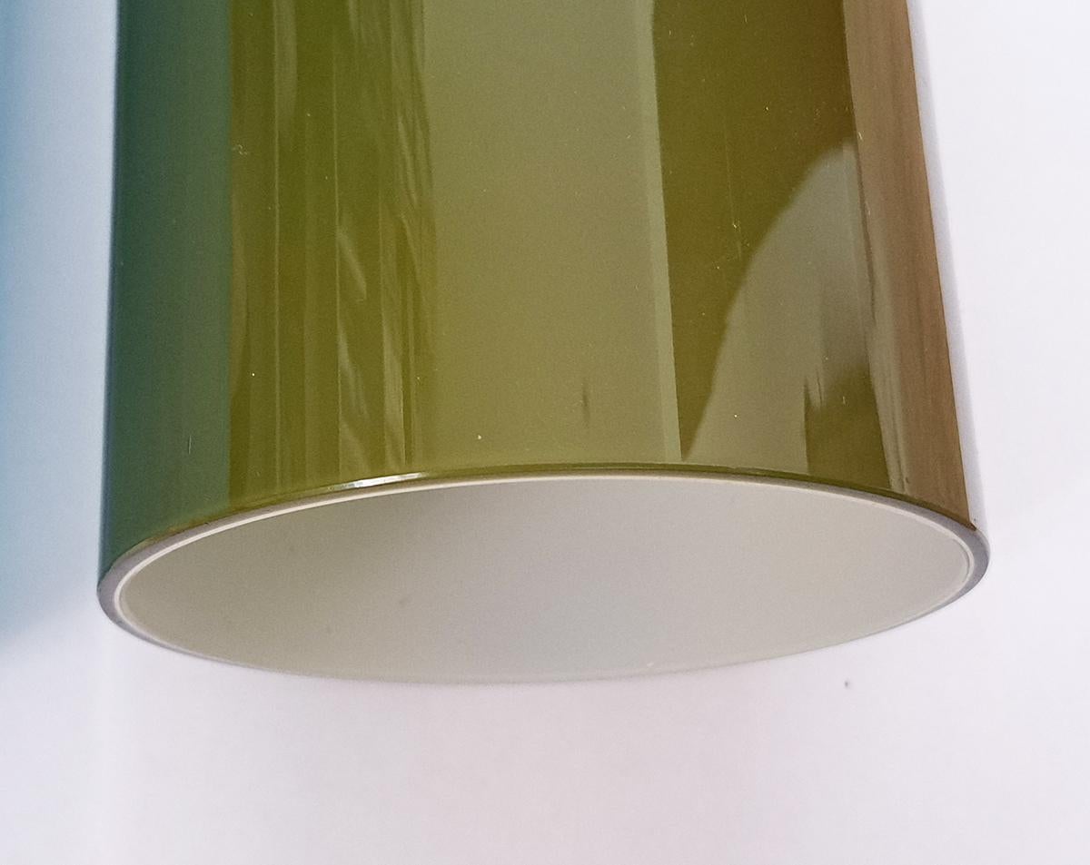 Olive Green Glass Pendant Light by Gino Vistosi Murano, Italy, 1960s In Good Condition For Sale In Saint Leonards-on-sea, England