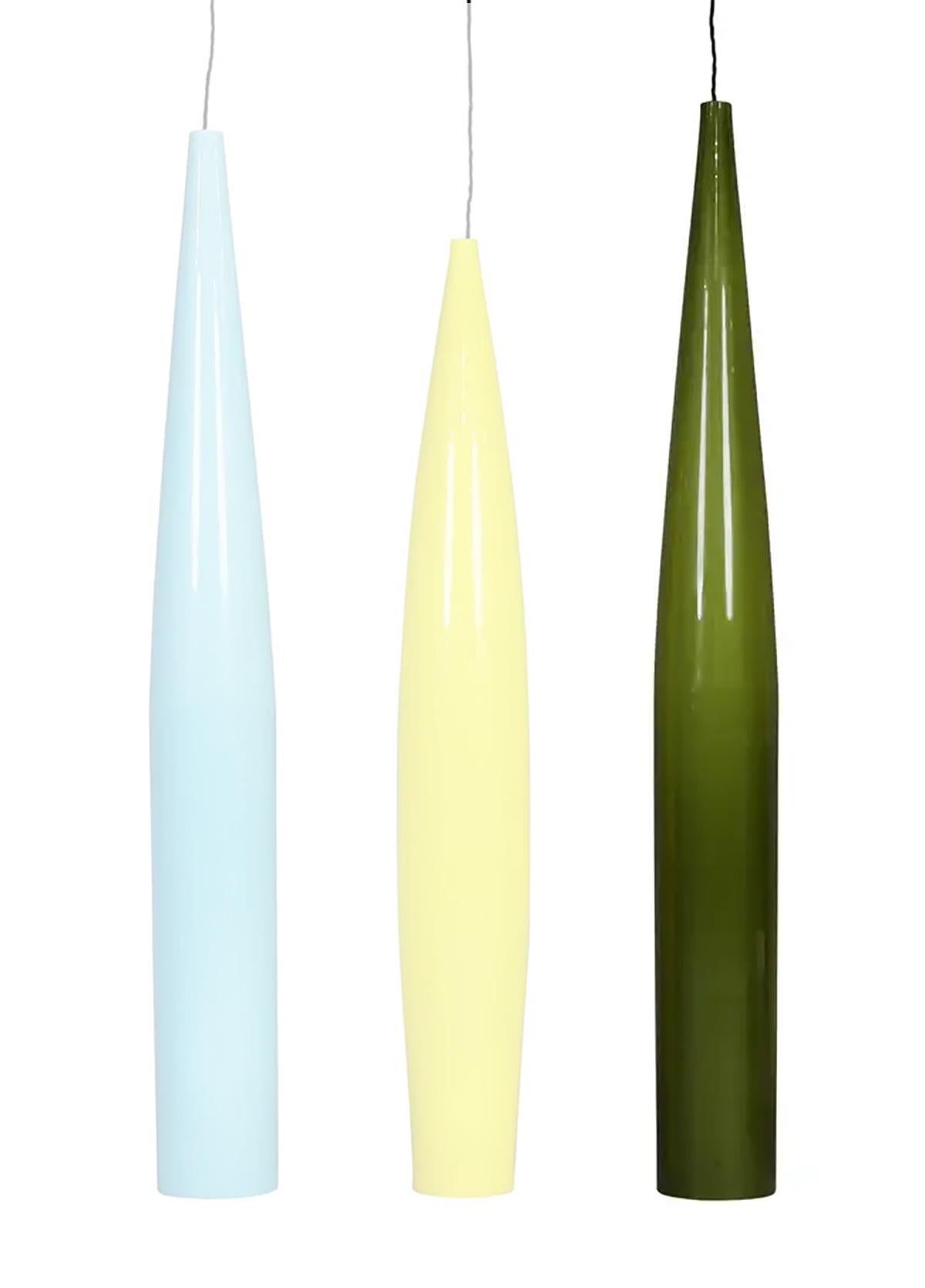 20th Century Olive Green Glass Pendant Light by Gino Vistosi Murano, Italy, 1960s For Sale