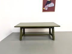 Olivgrüner, glänzend lackierter Esstisch im Stil von Georges Robert, ca. 1970