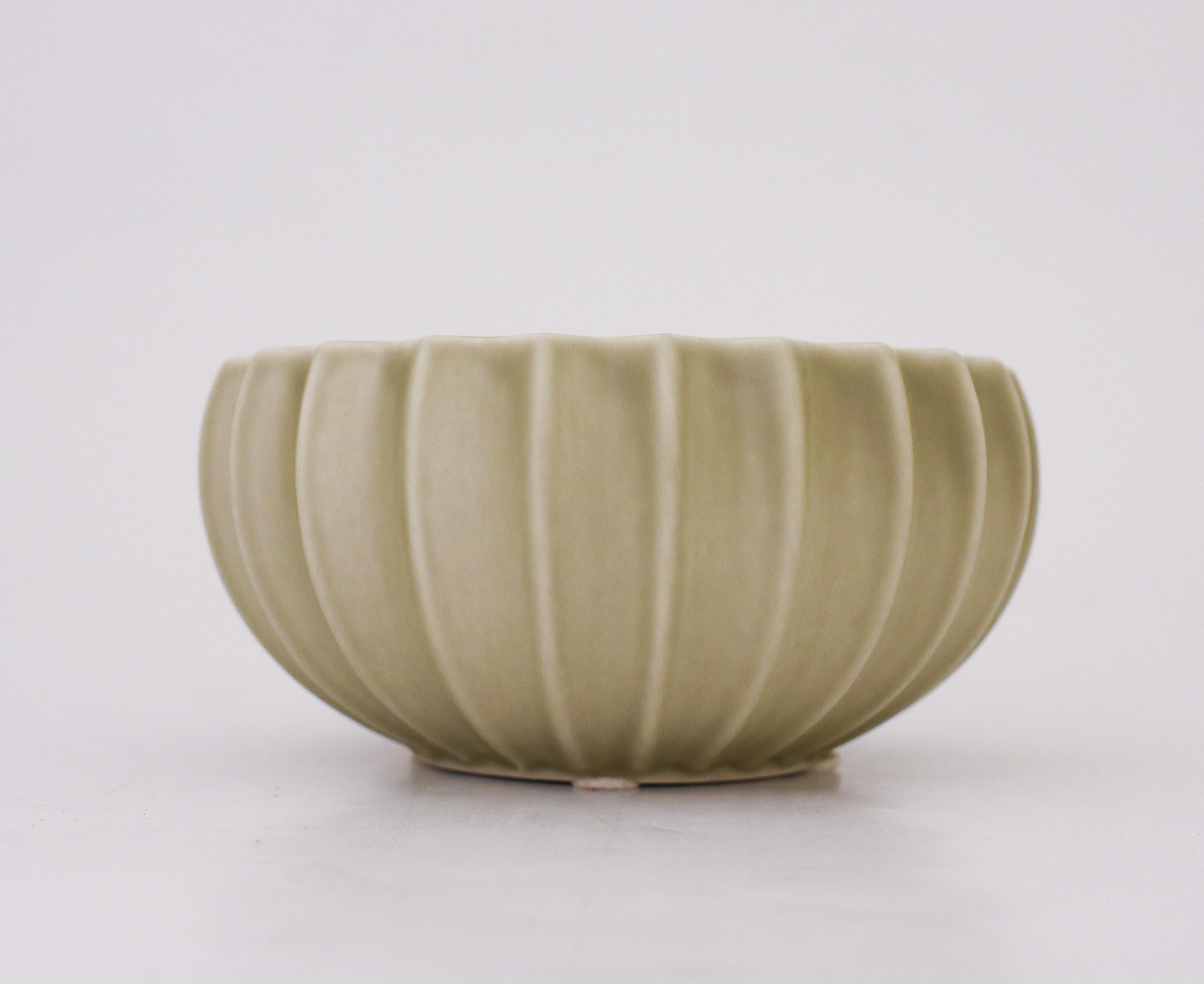 Swedish Olive-Green/Gray Ceramic Bowl, Pia Rönndahl Rörstrand, Scandinavian Modern For Sale