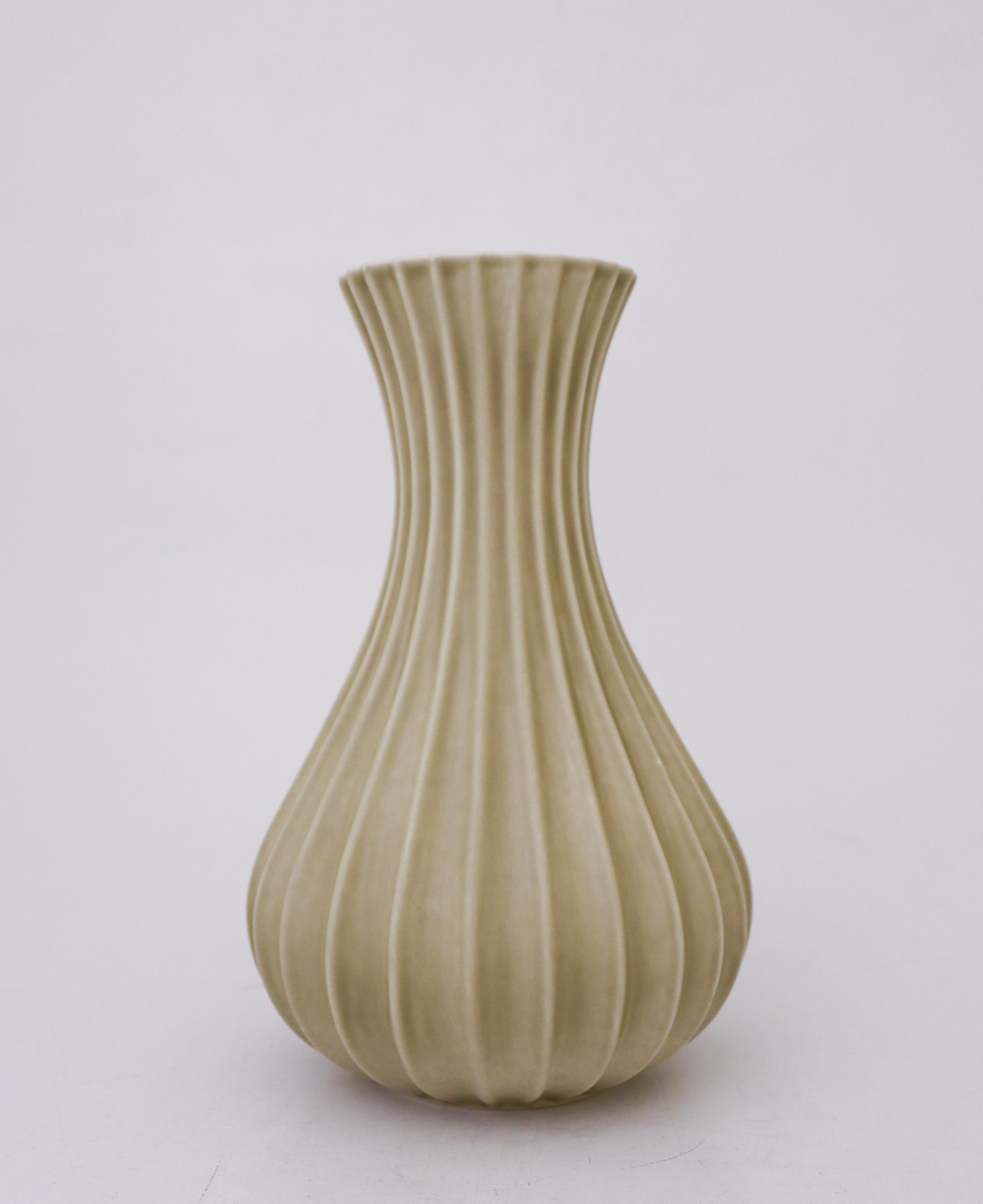 Swedish Olive Green / Grey Ceramic Vase, Pia Rönndahl Rörstrand, Scandinavian Modern