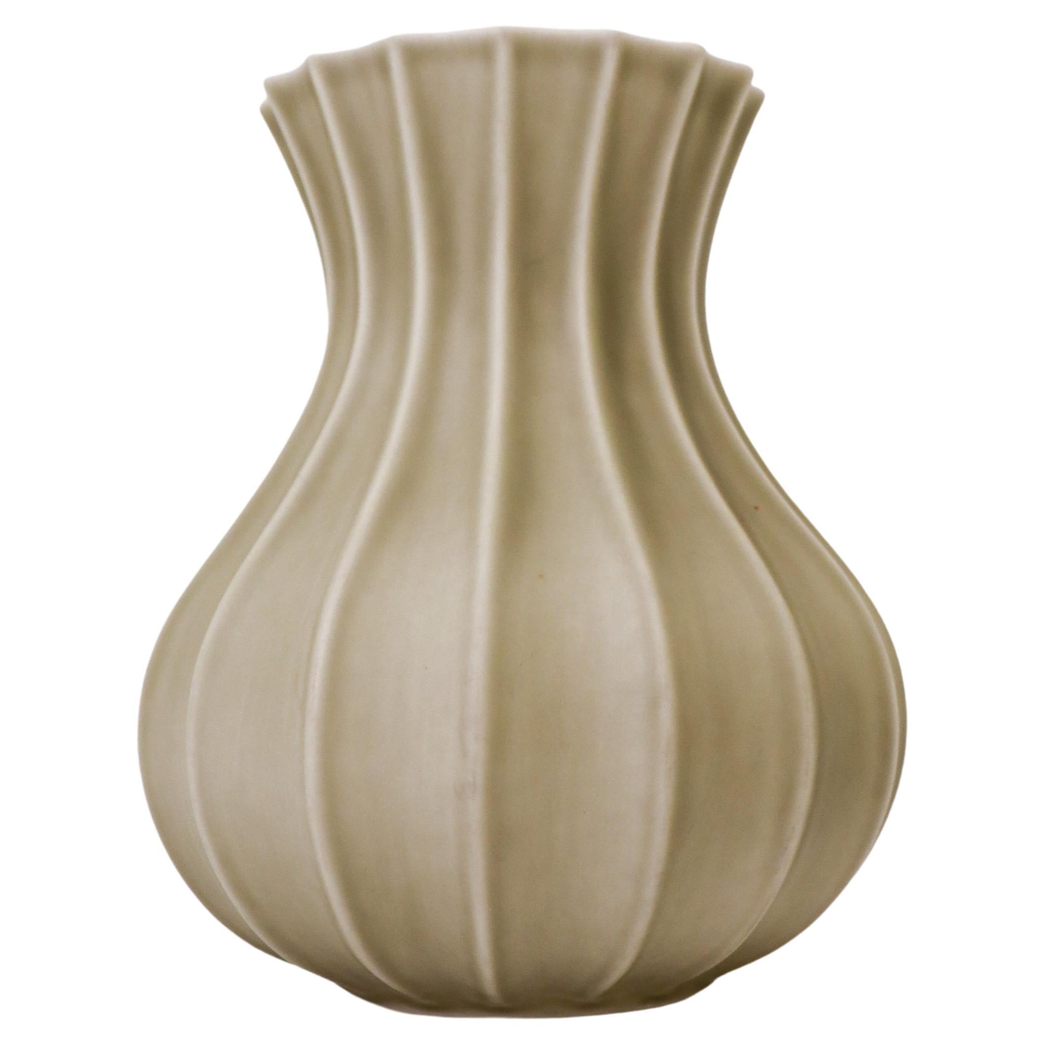 Olive Green / Grey Ceramic Vase, Pia Rönndahl Rörstrand, Scandinavian Modern