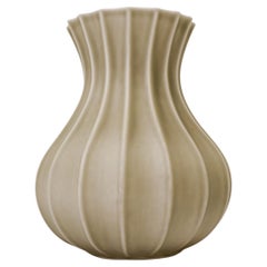 Retro Olive Green / Grey Ceramic Vase, Pia Rönndahl Rörstrand, Scandinavian Modern