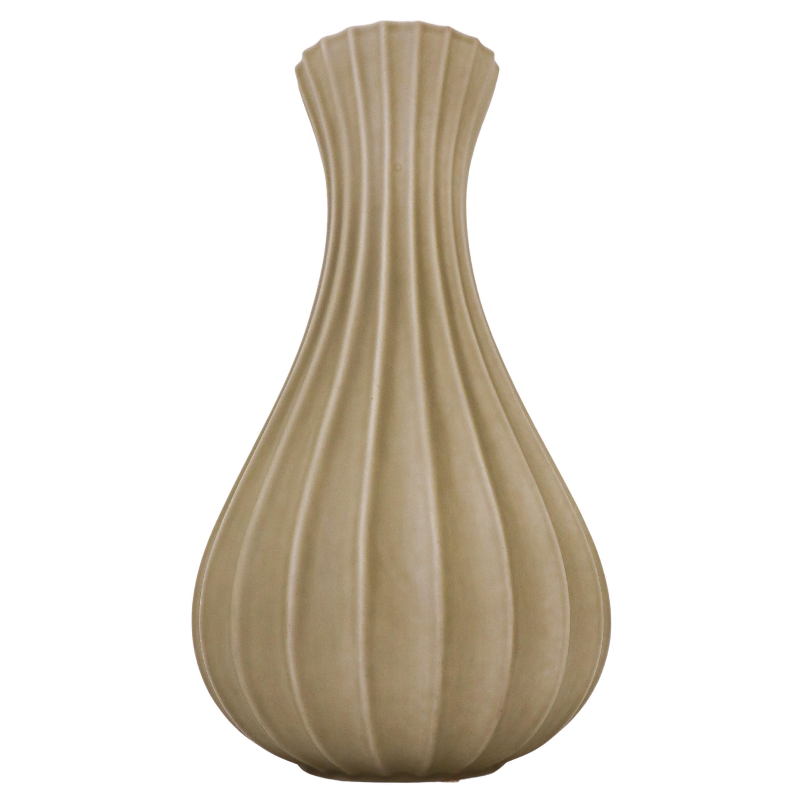 Vase en céramique vert olive / gris, Pia Rönndahl Rörstrand, Scandinavian Modern en vente
