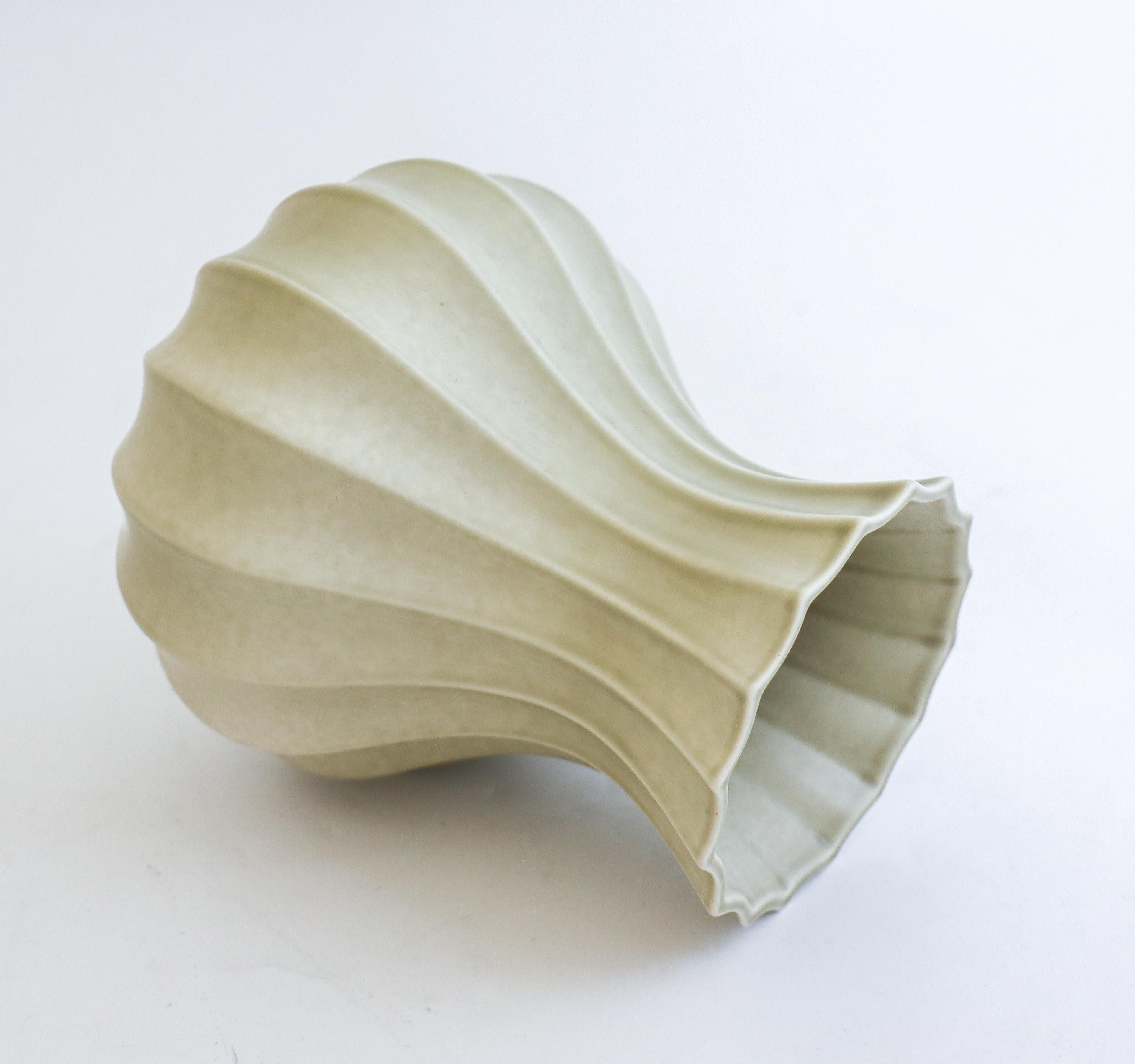 Olive Green / Grey Ceramic Vase, Pia Rönndahl Rörstrand, Scandinavian Modern For Sale 2