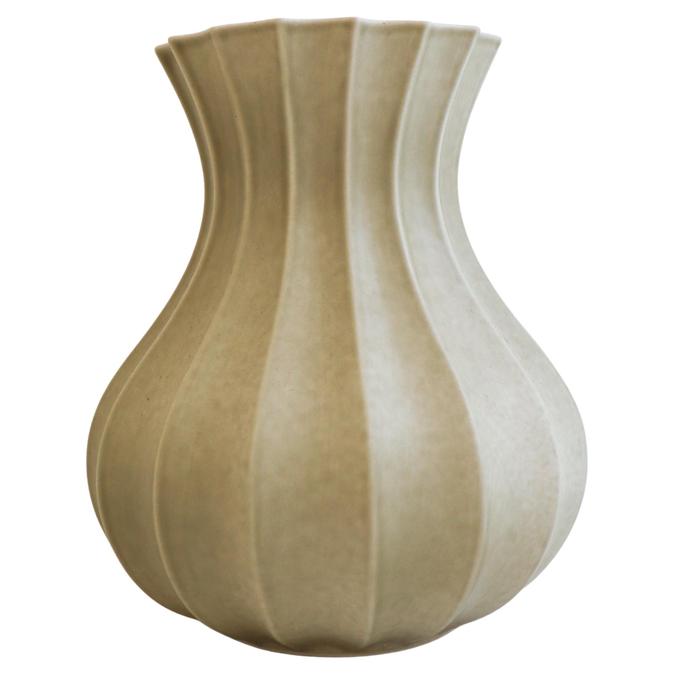 Olive Green / Grey Ceramic Vase, Pia Rönndahl Rörstrand, Scandinavian Modern For Sale