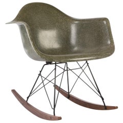 Olive Green Herman Miller Eames Rar Rocking Armchair