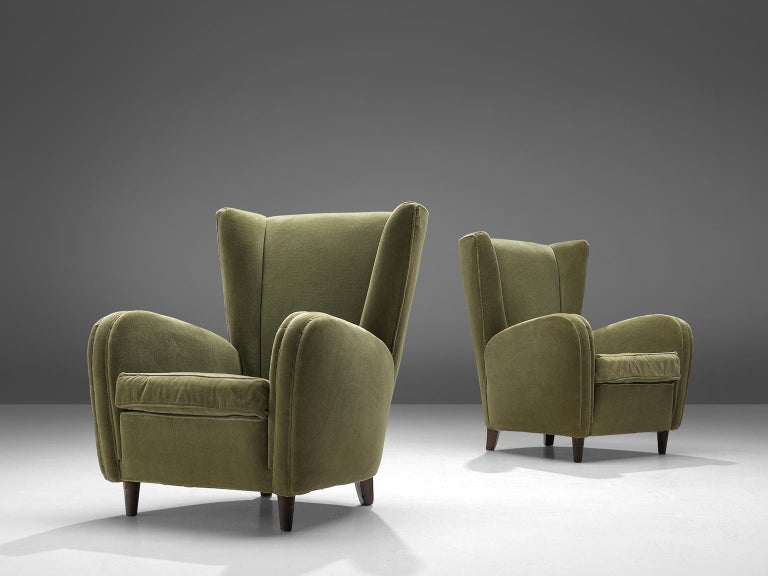 Olive Green Italian Lounge Chairs, 1950s For Sale at 1stDibs