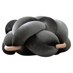 Handmade Velvet Olive Green Knot Ottoman 30X30 inch by Knots Studio